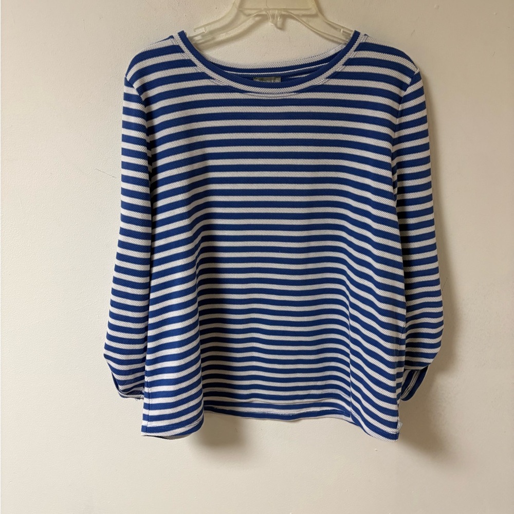 Talbots Blue and White Striped Women's Top XLP